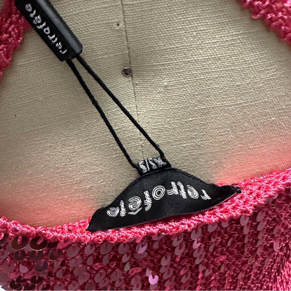 Retrofete Elliana Sequin Crochet Dress XS/S Pink - Picture 4 of 4